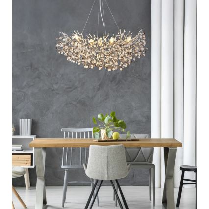 Globo - Cable-suspended chandelier 10 x E14/40W/230V, silver