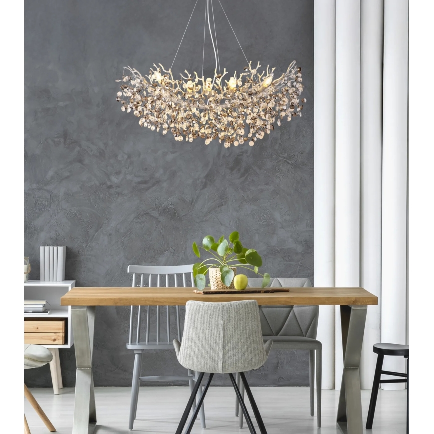 Globo - Cable-suspended chandelier 10 x E14/40W/230V, silver