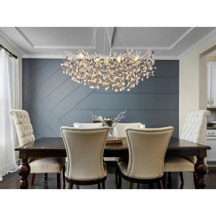 Globo - Cable-suspended chandelier 10 x E14/40W/230V, silver