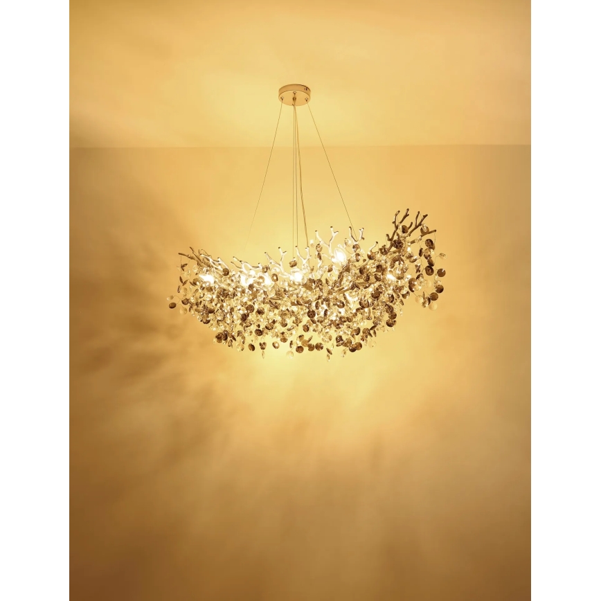 Globo - Cable-suspended chandelier 10 x E14/40W/230V, silver