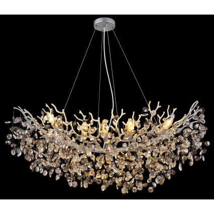 Globo - Cable-suspended chandelier 10 x E14/40W/230V, silver