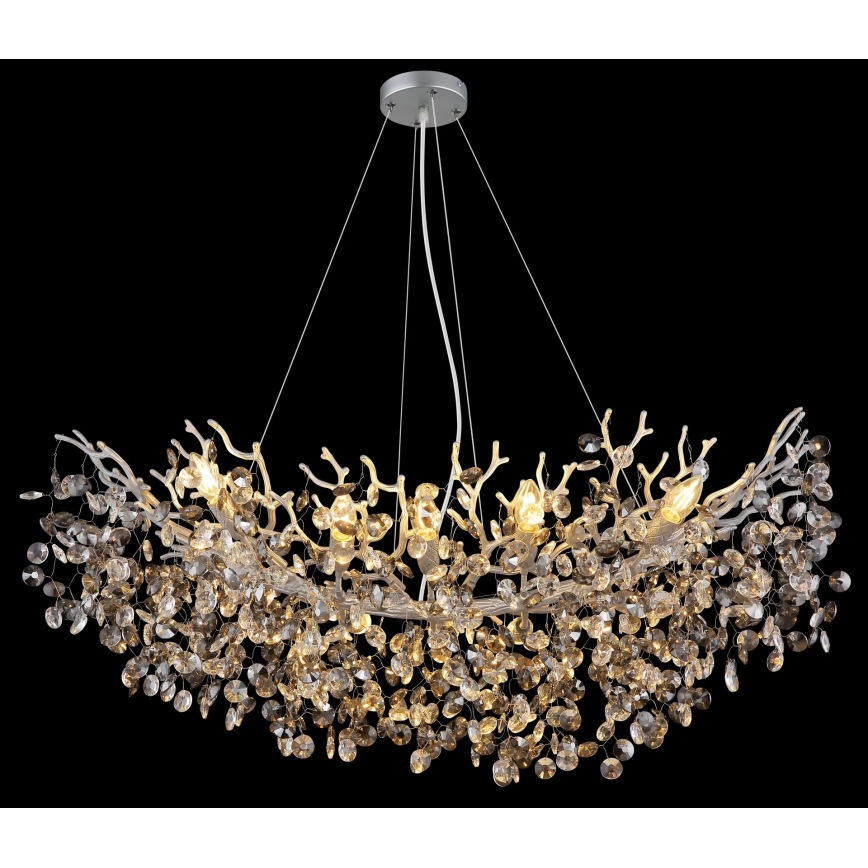 Globo - Cable-suspended chandelier 10 x E14/40W/230V, silver