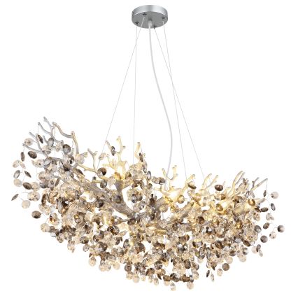 Globo - Cable-suspended chandelier 10 x E14/40W/230V, silver