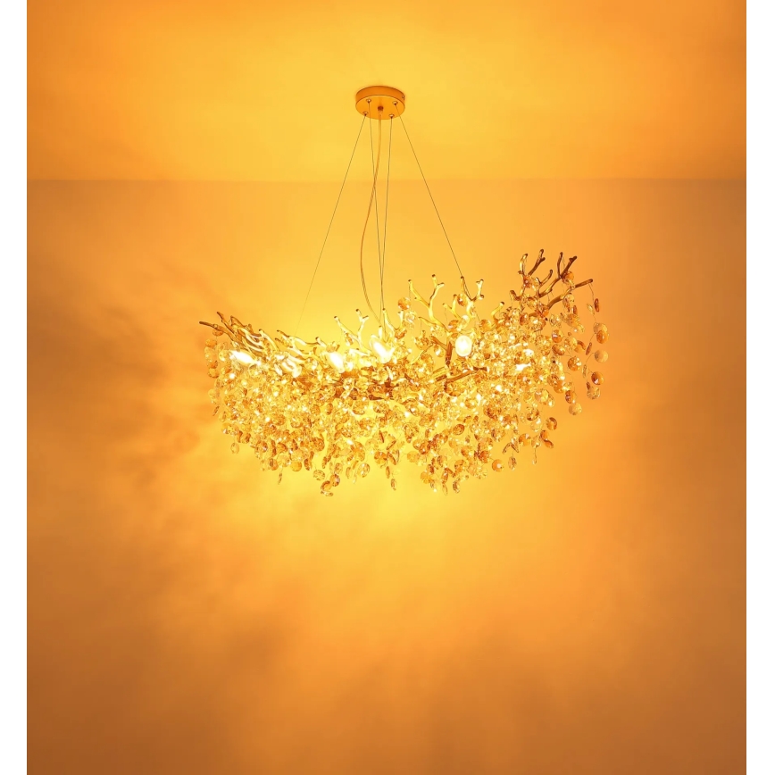 Globo - Cable-hung chandelier 16xE14/40W/230V gold
