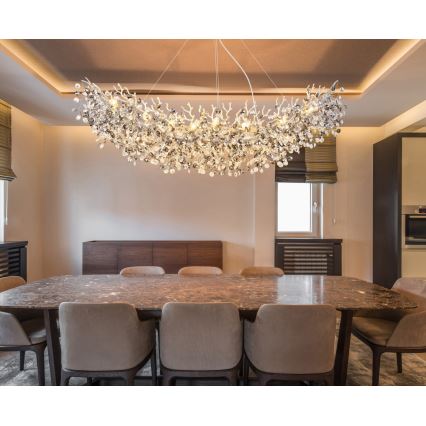 Globo - Cable-Suspended Chandelier 16xE14/40W/230V Silver