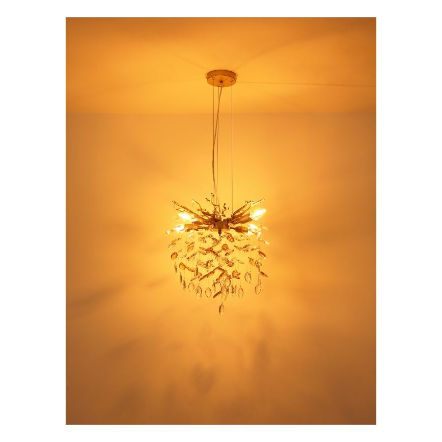 Globo - Cable-suspended chandelier 4xE14/40W/230V gold