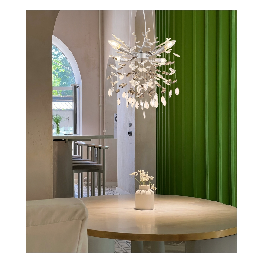 Globo - Cable-hung pendant light 4xE14/40W/230V silver