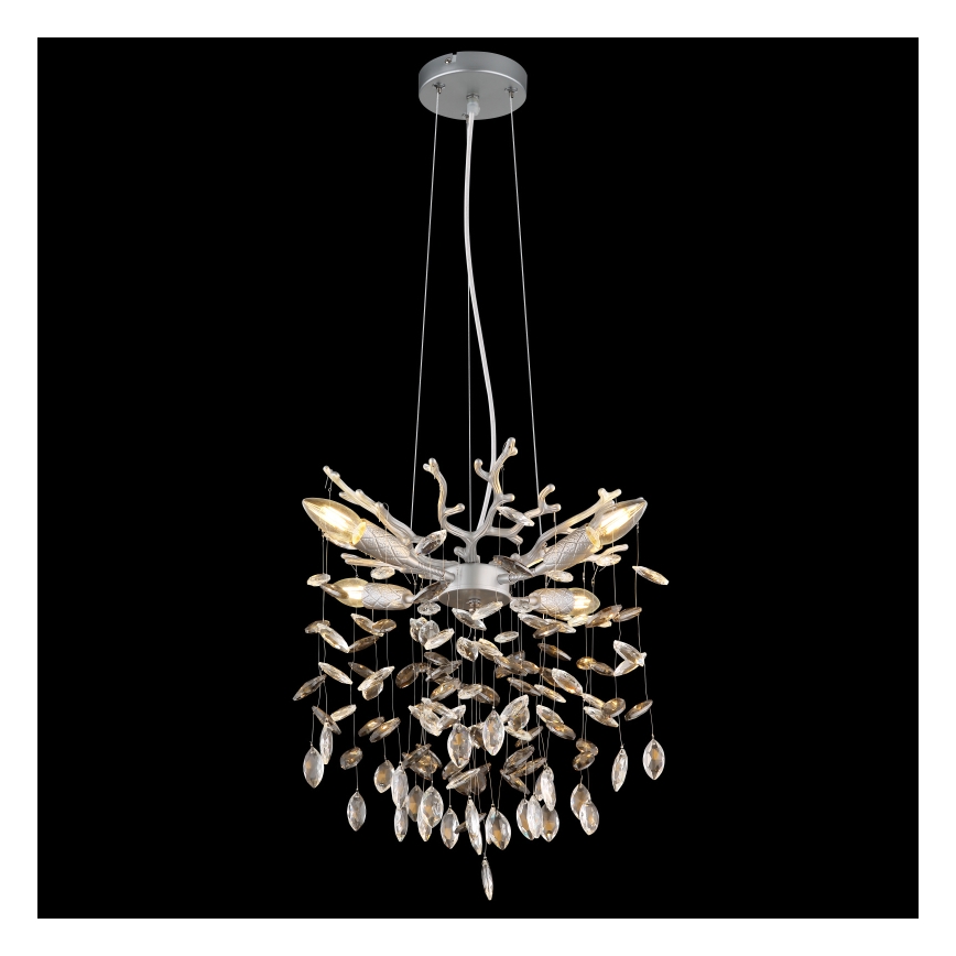 Globo - Cable-hung pendant light 4xE14/40W/230V silver