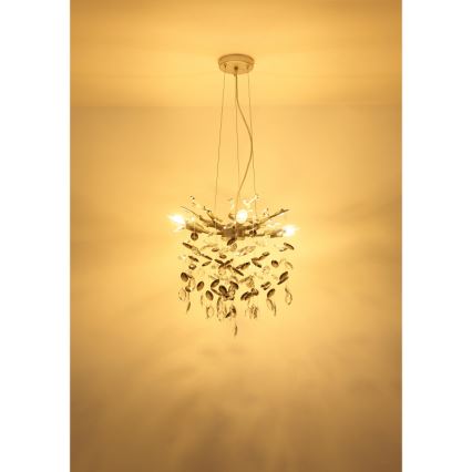 Globo - Cable-hung pendant light 4xE14/40W/230V silver