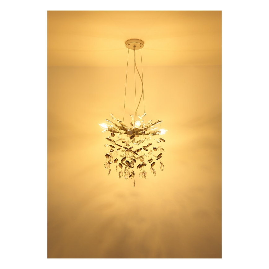 Globo - Cable-hung pendant light 4xE14/40W/230V silver