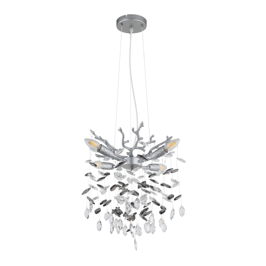 Globo - Cable-hung pendant light 4xE14/40W/230V silver