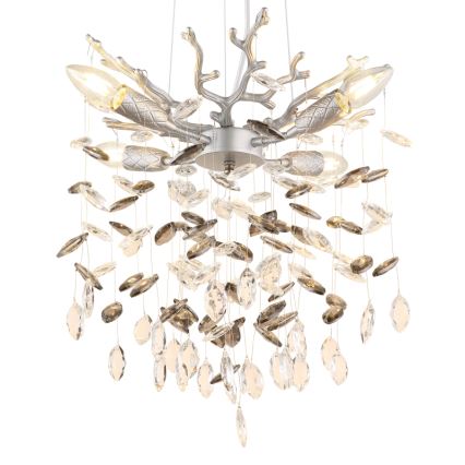 Globo - Cable-hung pendant light 4xE14/40W/230V silver