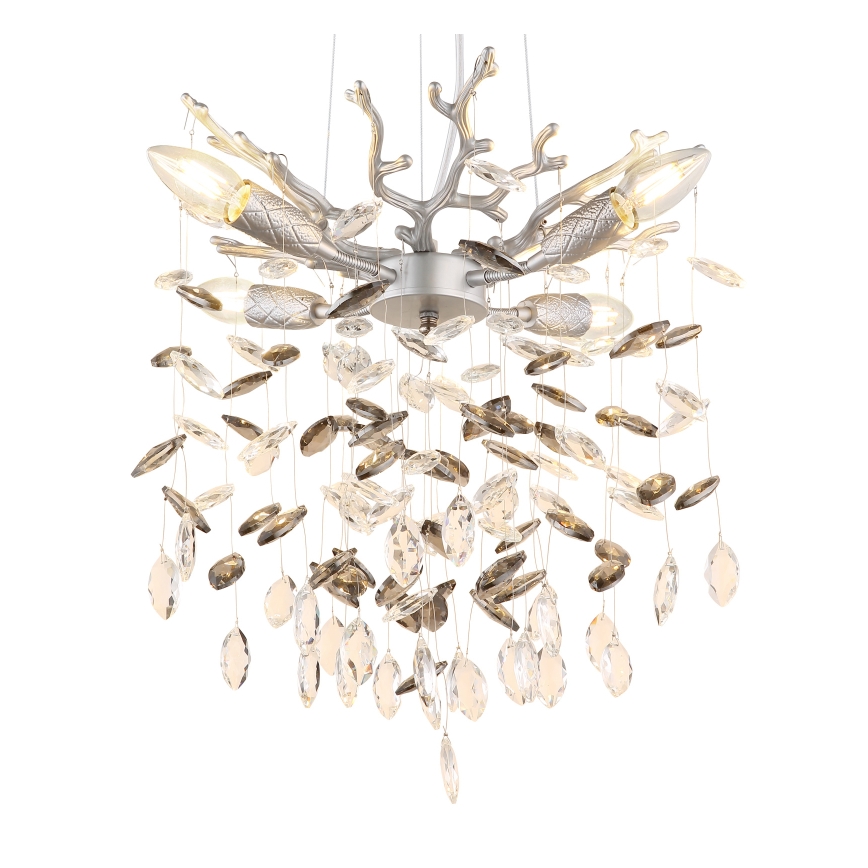 Globo - Cable-hung pendant light 4xE14/40W/230V silver