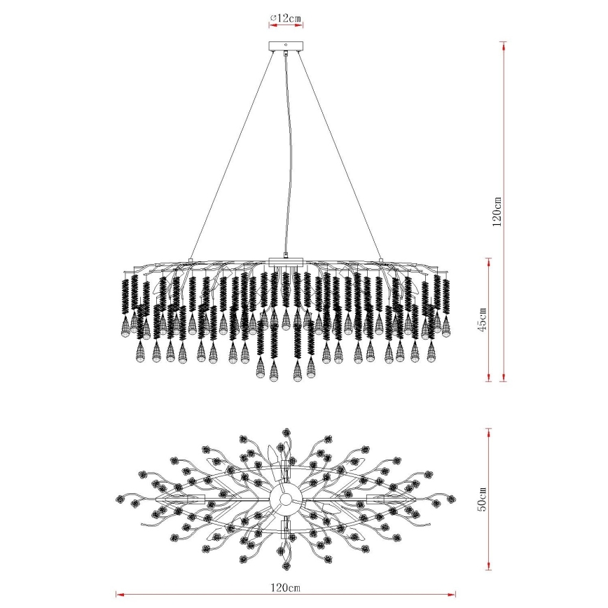 Globo - Cable-suspended chandelier 12xE14/40W/230V