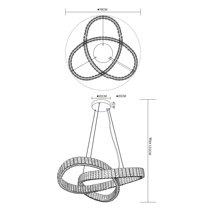 Globo - LED Dimmable chandelier on a string LED/110W/230V 2700-6000K d. 78 cm + remote control