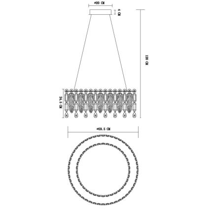 Globo - 58W LED cable‑suspended pendant, 230V, 2700–6000K, with remote control