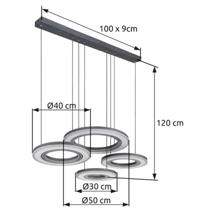 Globo - LED Dimmable chandelier on a string LED/80W/230V 2700-6000K black + remote control