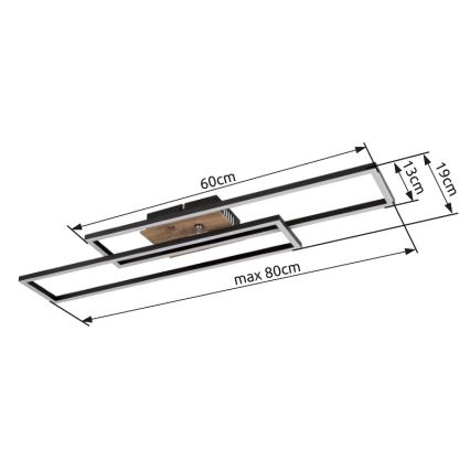 Globo - LED Ceiling light LED/30W/230V 3000K 60x80 cm black