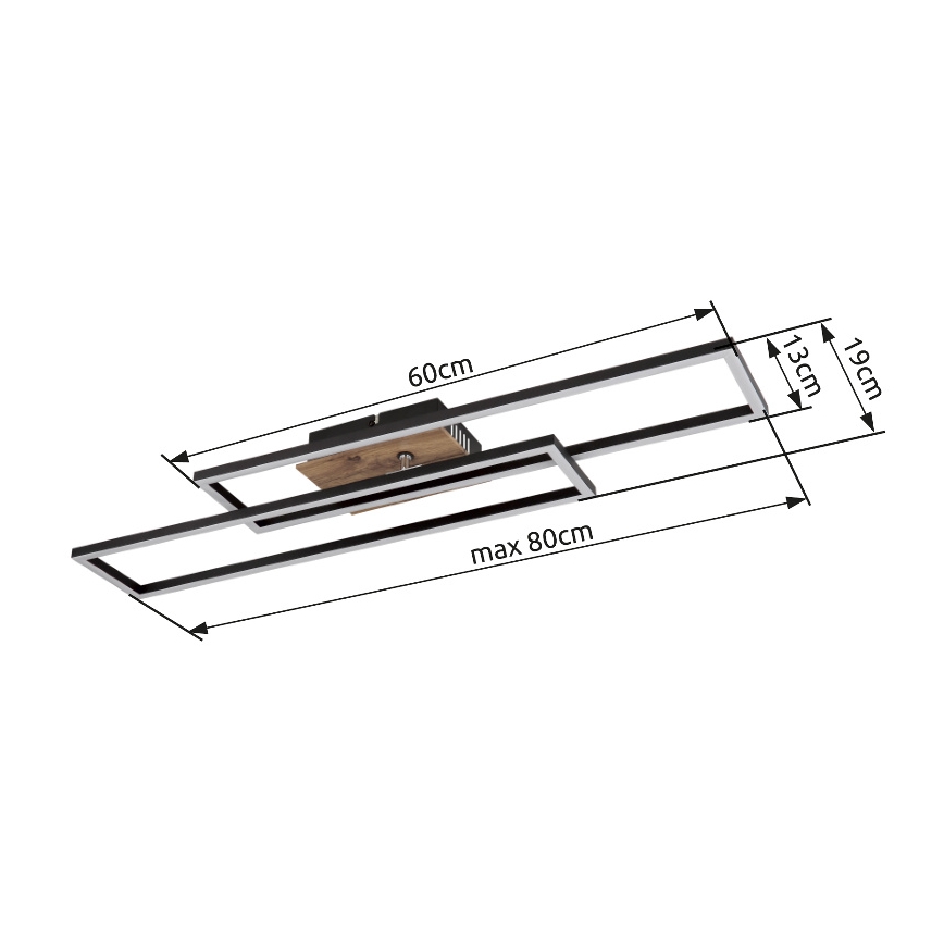 Globo - LED Ceiling light LED/30W/230V 3000K 60x80 cm black