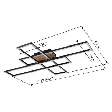 Globo - LED Ceiling light LED/40W/230V 3000K 60x80 cm black