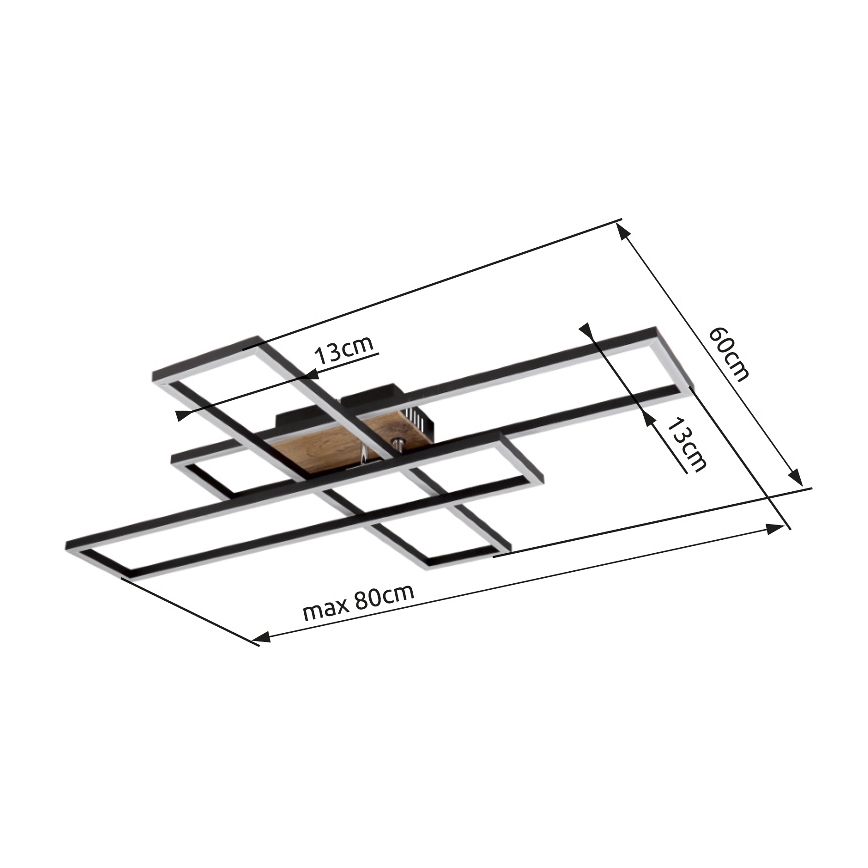 Globo - LED Ceiling light LED/40W/230V 3000K 60x80 cm black