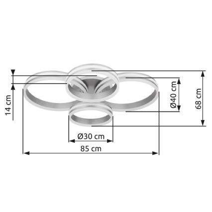 Globo - LED Dimmable ceiling light LED/90W/230V 2700-6000K 68x85 cm + remote control