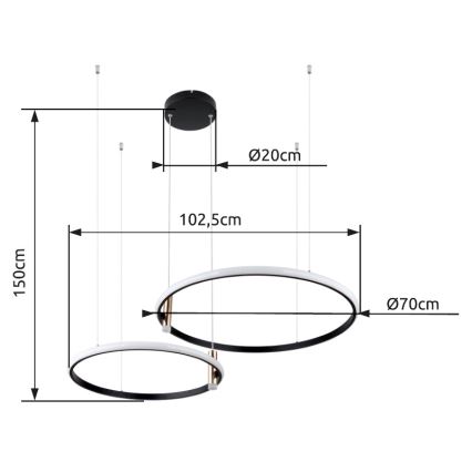 Globo - LED Dimmable chandelier on a string LED/55W/230V 2700-6000K black + remote control