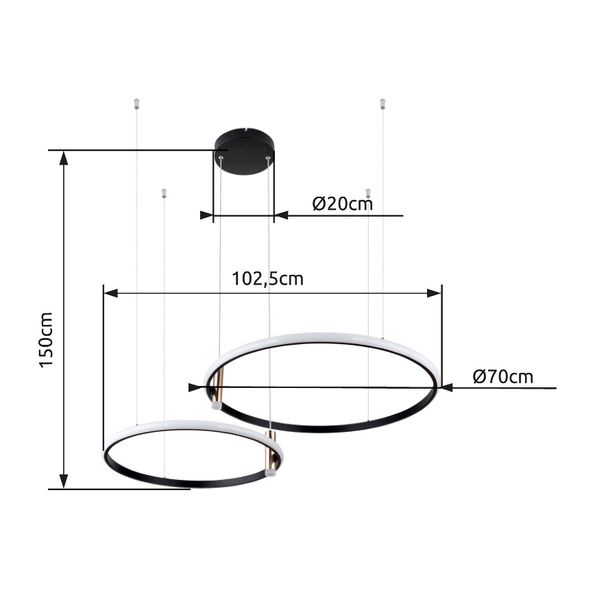 Globo - LED Dimmable chandelier on a string LED/55W/230V 2700-6000K black + remote control