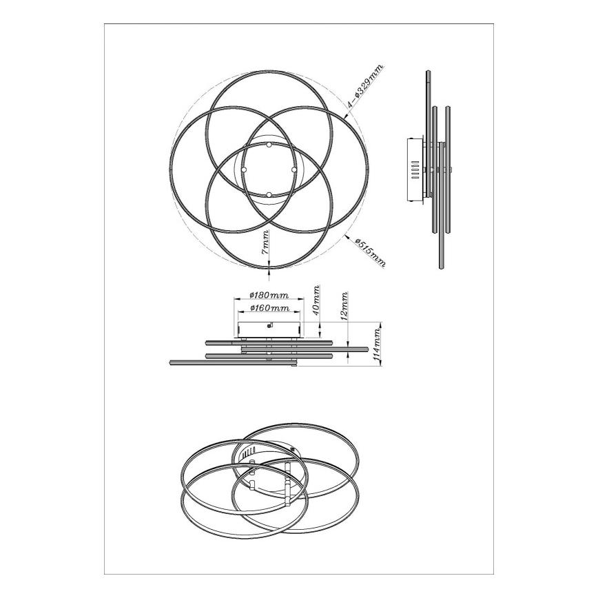 Globo - LED Ceiling light LED/55W/230V 4000K d. 51,5 cm black