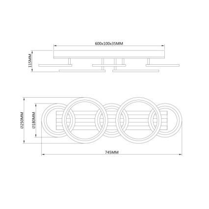 Globo - LED Ceiling Light LED/34W/230V 3000/4200/600K 25x74,5 cm