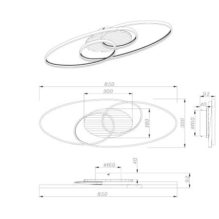 Globo - LED Ceiling Light LED/40W/230V 3000K 85x30 cm