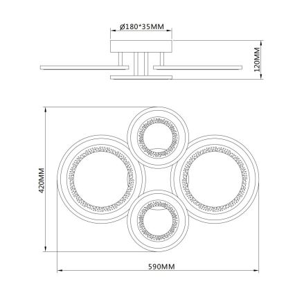Globo - LED Ceiling Light LED/54W/230V 3000/4200/6000K 59x42 cm