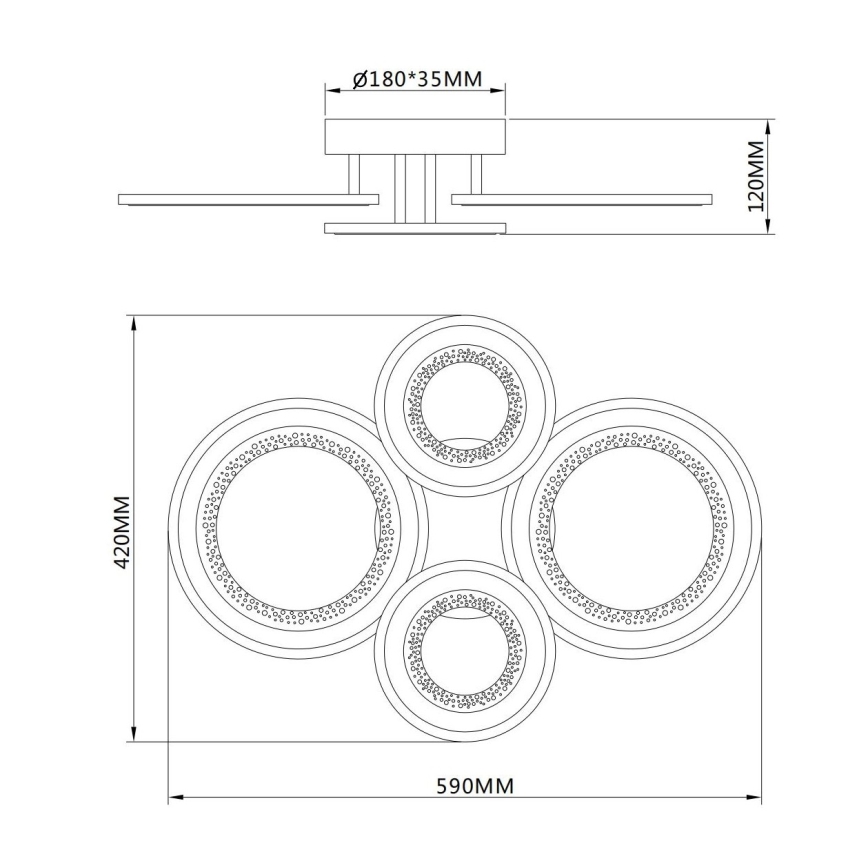 Globo - LED Ceiling Light LED/54W/230V 3000/4200/6000K 59x42 cm
