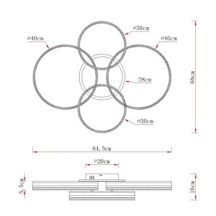 Globo - LED Dimmable Ceiling Light LED/90W/230V 2700-6000K silver + remote control