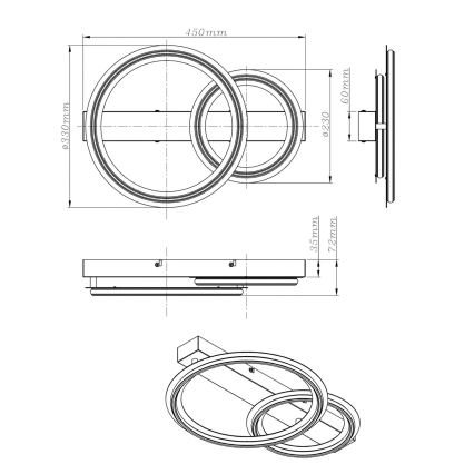 Globo - LED Ceiling Light LED/30W/230V 3000K 33x45 cm