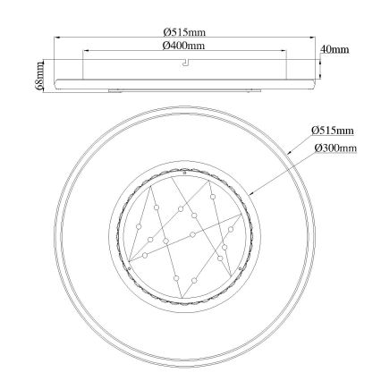 Globo - LED ceiling light, 40 W, 230 V, selectable 3000/4000/6000 K, Ø 51.5 cm, black