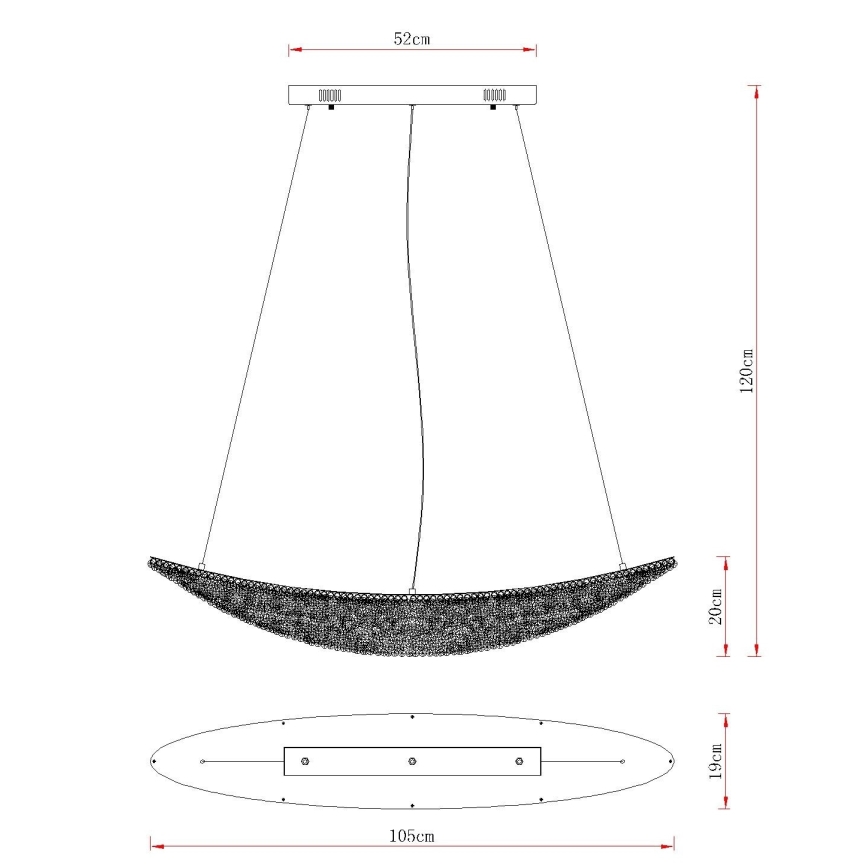 Globo - Dimmable LED Cable Pendant Light LED/40W/230V 2700-6000K Polished Chrome + Remote Control