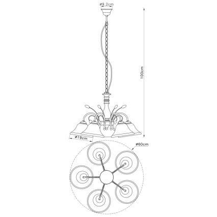 Globo - Chandelier on a chain 5xE27/60W/230V