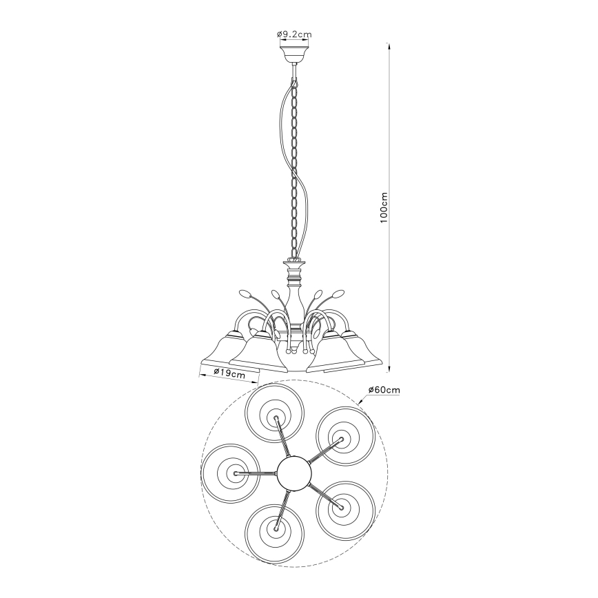 Globo - Chandelier on a chain 5xE27/60W/230V