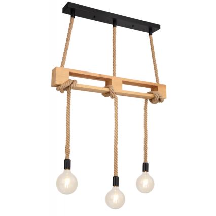 Globo - Chandelier on a string 3xE27/60W/230V pine