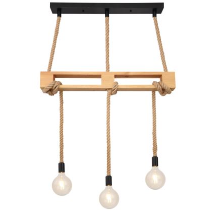 Globo - Chandelier on a string 3xE27/60W/230V pine