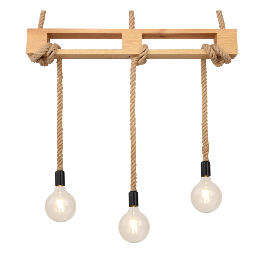 Globo - Chandelier on a string 3xE27/60W/230V pine