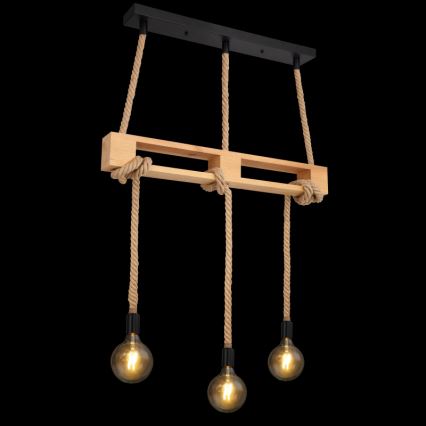 Globo - Chandelier on a string 3xE27/60W/230V pine