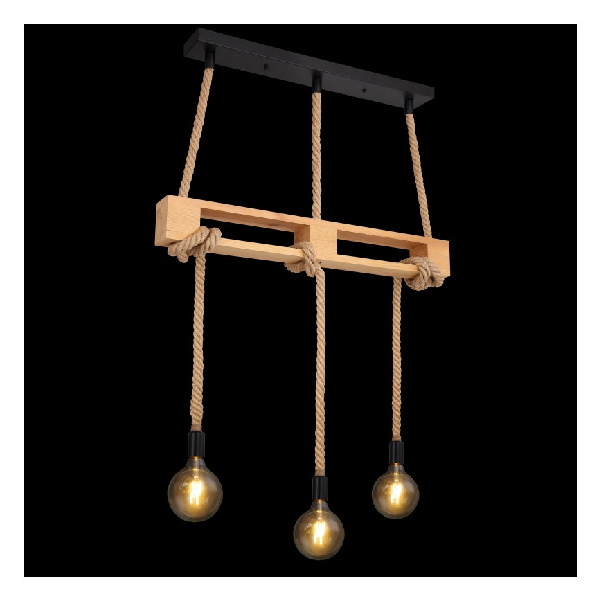 Globo - Chandelier on a string 3xE27/60W/230V pine