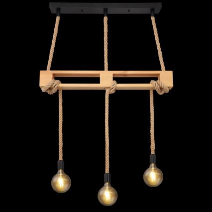 Globo - Chandelier on a string 3xE27/60W/230V pine