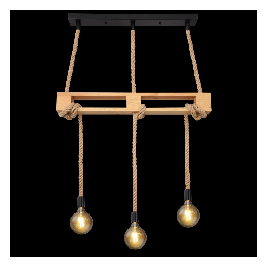 Globo - Chandelier on a string 3xE27/60W/230V pine