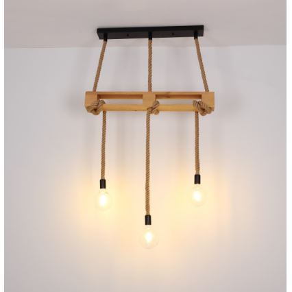 Globo - Chandelier on a string 3xE27/60W/230V pine