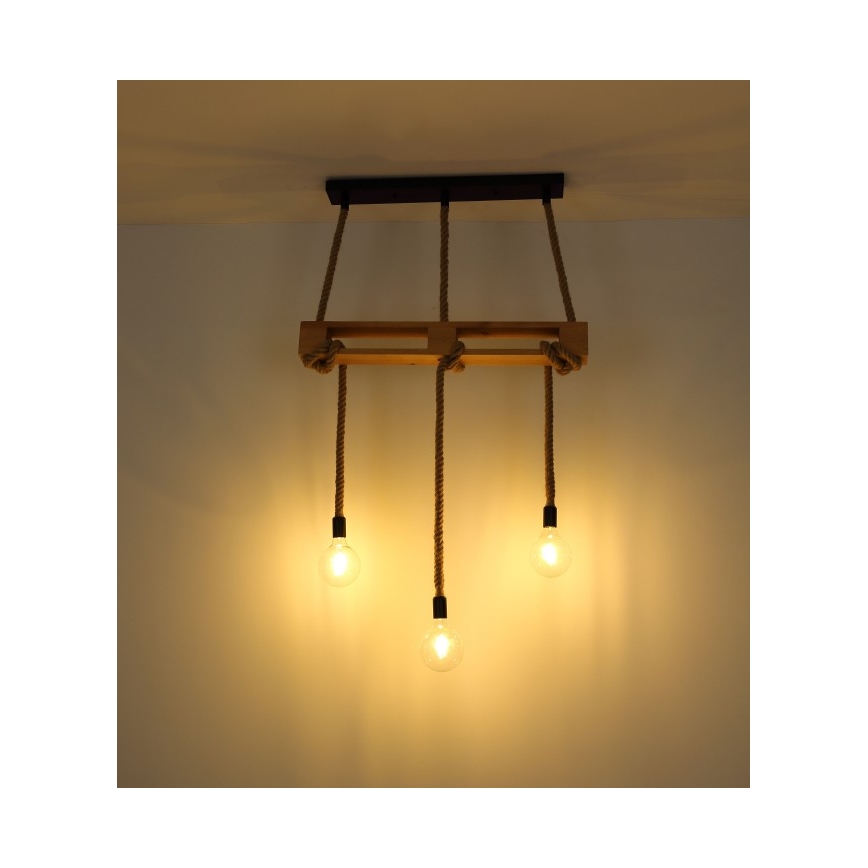 Globo - Chandelier on a string 3xE27/60W/230V pine