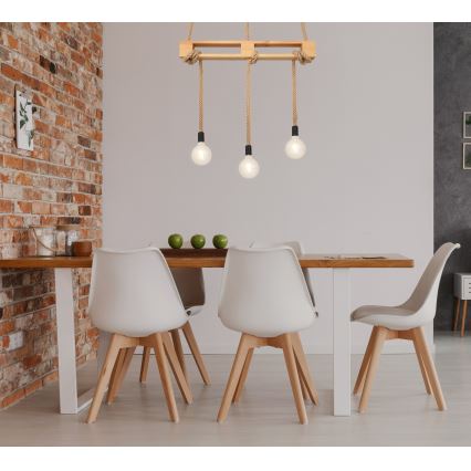 Globo - Chandelier on a string 3xE27/60W/230V pine