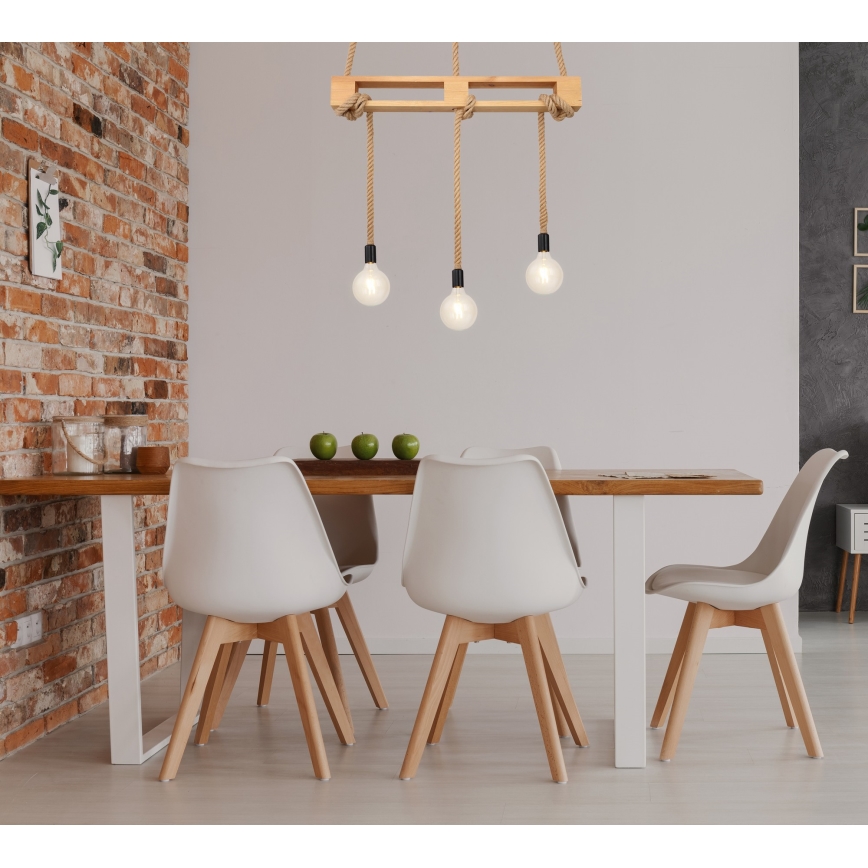 Globo - Chandelier on a string 3xE27/60W/230V pine